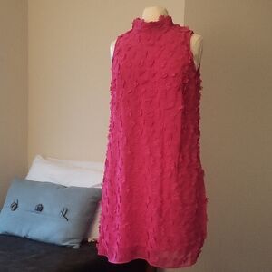 Chic Sleeveless Pink Textured Mini Dress